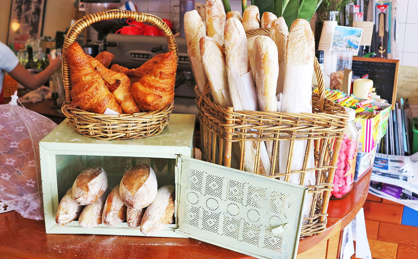 arrangement of pastries and breads